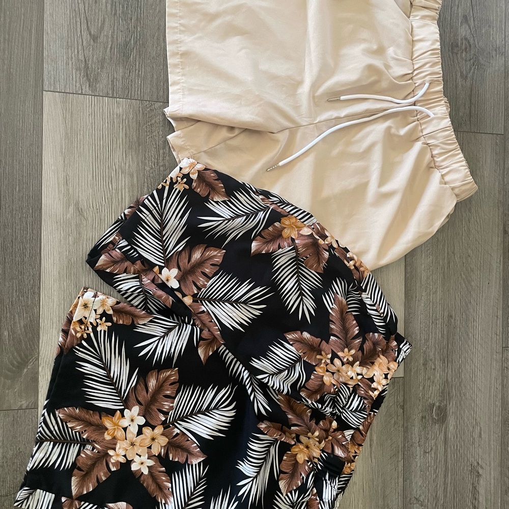 SHEIN Athletic Cream and Black Shorts